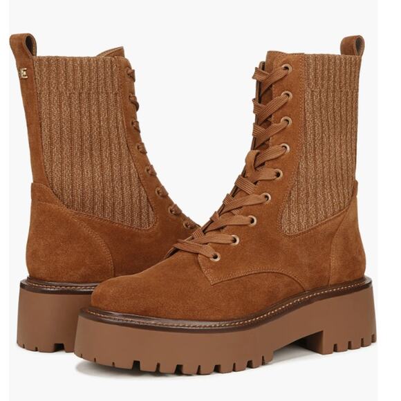 Sam Edelman Evina Combat Platform Suede Chunky Lug Boot | Wmn 8, Brown NEW - Picture 4 of 8